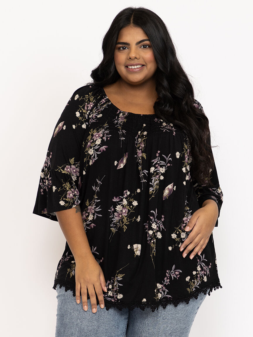 Women's Floral Bell Sleeve Top