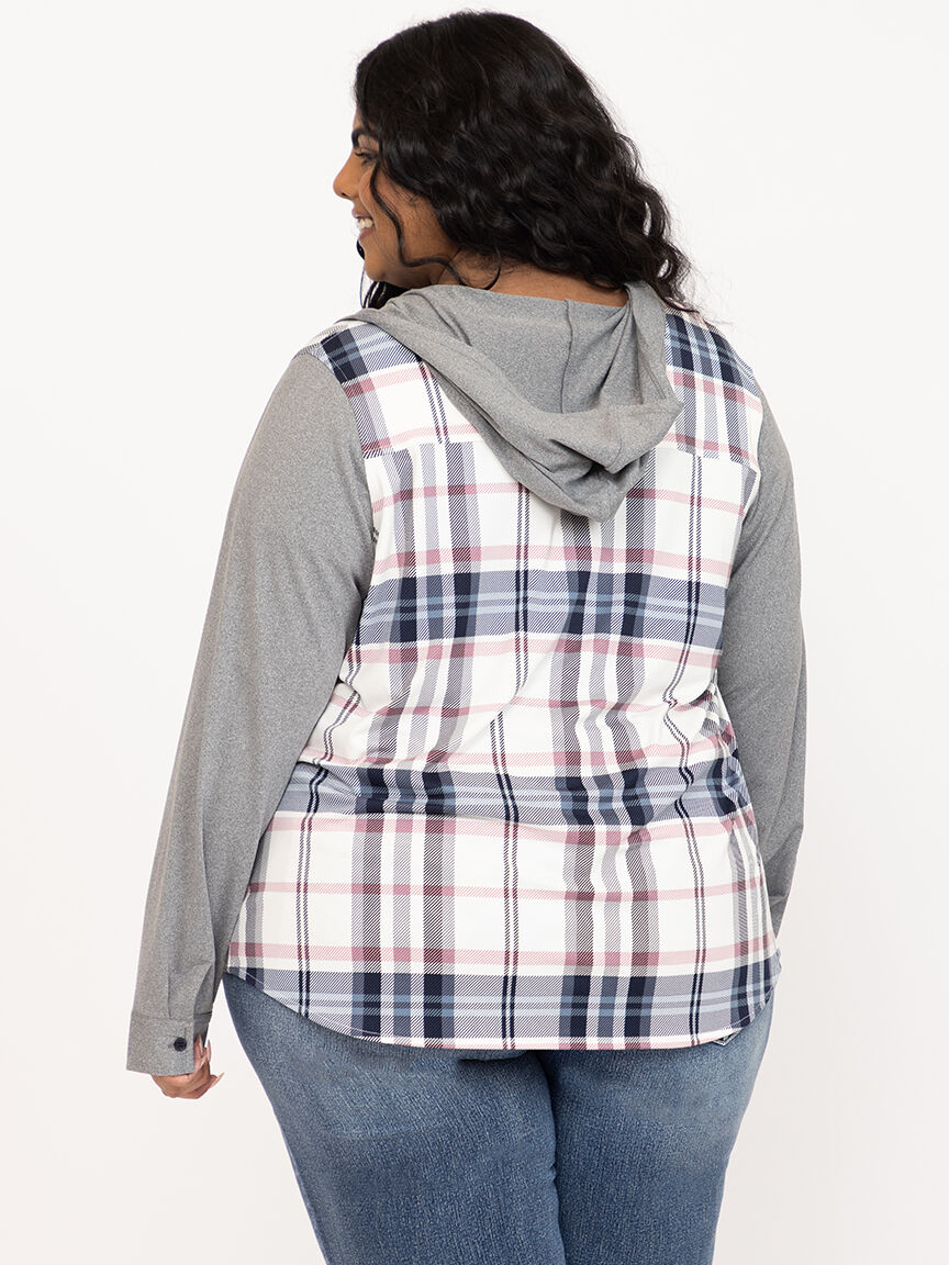 Women's Knit Plaid Hoodie
