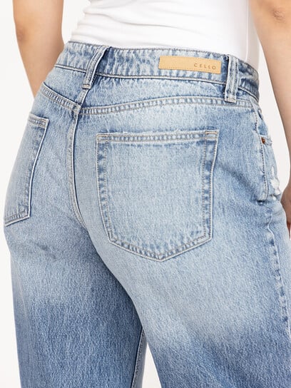 Women's Light Wash Distress Low Rise Baggy Jeans Women's Light Wash Distress Low Rise Baggy Jeans