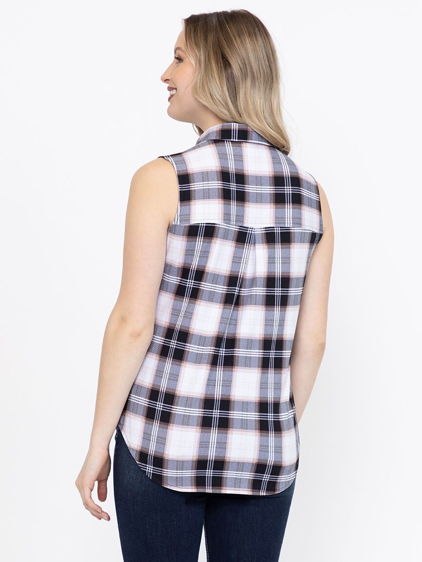 Women's Sleeveless Plaid Shirt