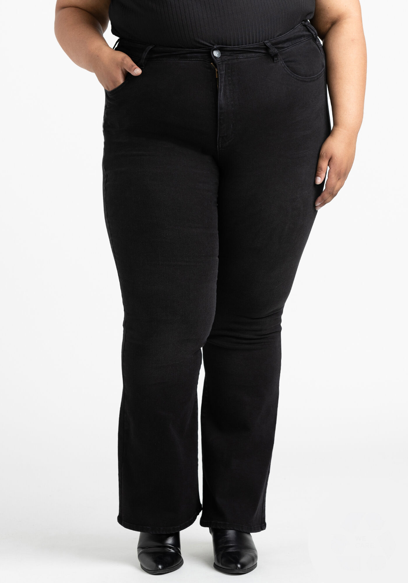 ★★ ★★ Women's High Rise Flare Fit Black Denim Chloe High Rise Flare Jeans for Tall Women | American Tall