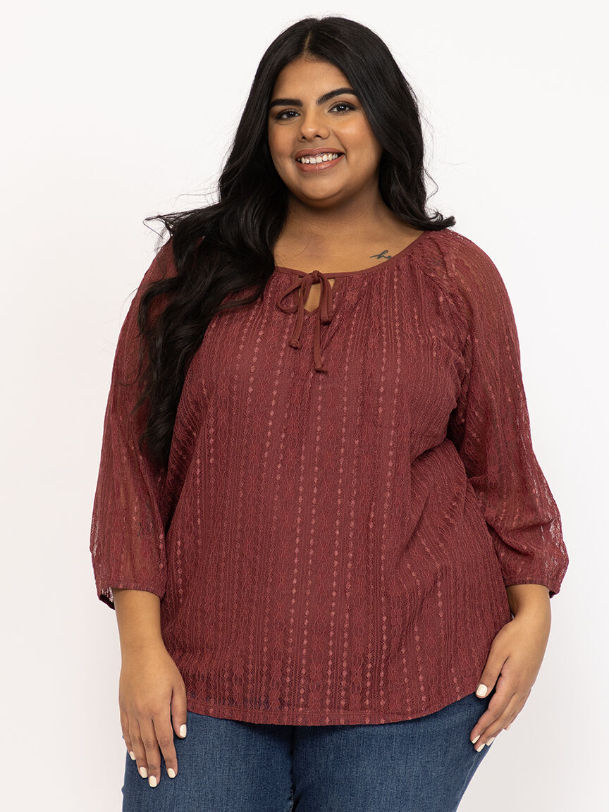 Women's Lace Peasant Top