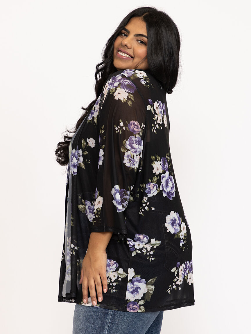 Women's Floral Mesh Cardigan