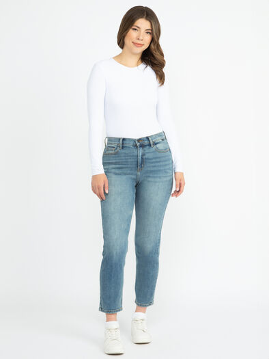 Women's Medium Wash High Rise Mom Ankle Slim Jeans, MEDIUM WASH Women's Medium Wash High Rise Mom Ankle Slim Jeans, MEDIUM WASH