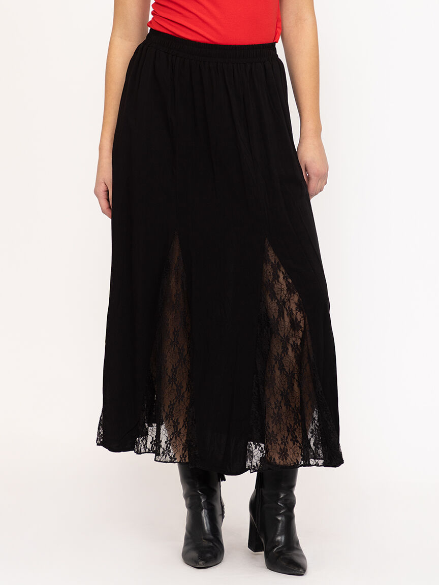 Women's Lace Insert Maxi Skirt