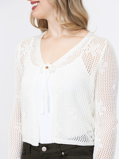 Women's Daisy Stitch Tie Front Cardigan Women's Daisy Stitch Tie Front Cardigan