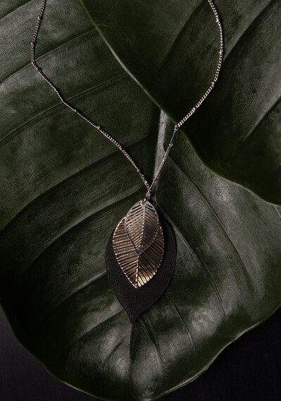 Filagree Black Leaf Stack Necklace Filagree Black Leaf Stack Necklace Image 3