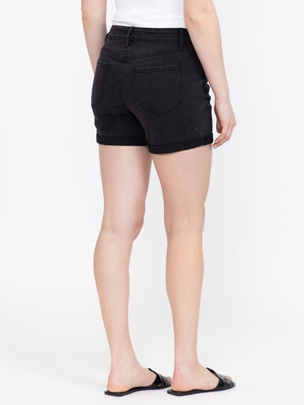 Women's High Rise Black Midi Short With Studs Women's High Rise Black Midi Short With Studs Image 3