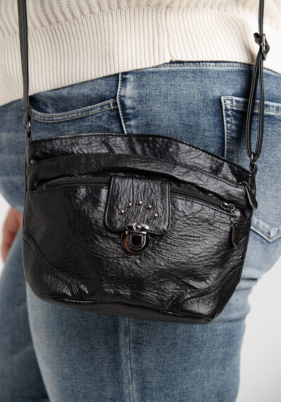 Washed PU Crossbody w Front Buckle Image 1