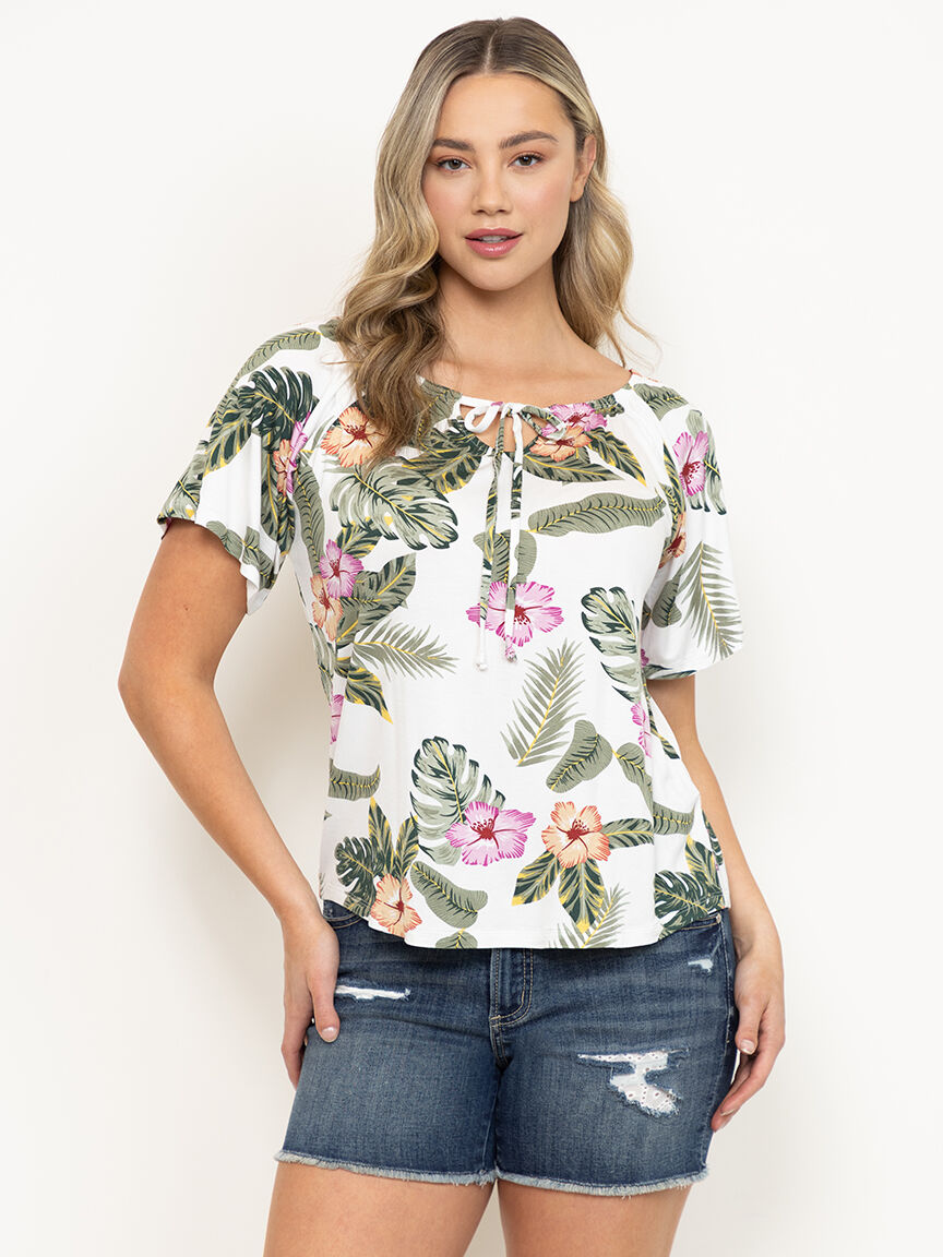 Women's Tropical Peasant Top