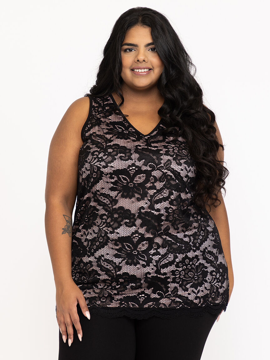 Women's Lace Overlay Tank Top