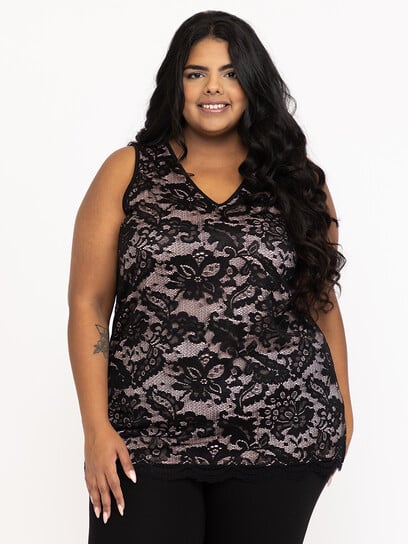 Women's Lace Overlay Tank Top Women's Lace Overlay Tank Top
