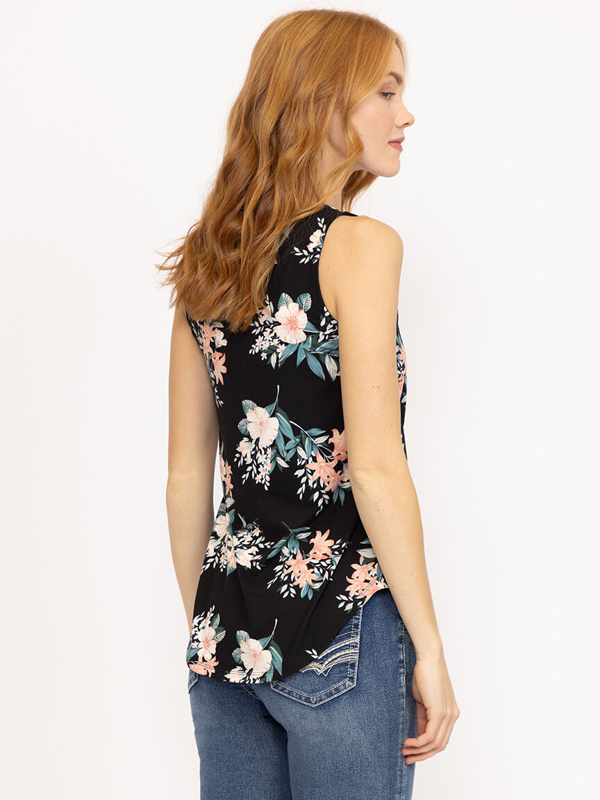 Women's Floral Criss Cross Tank