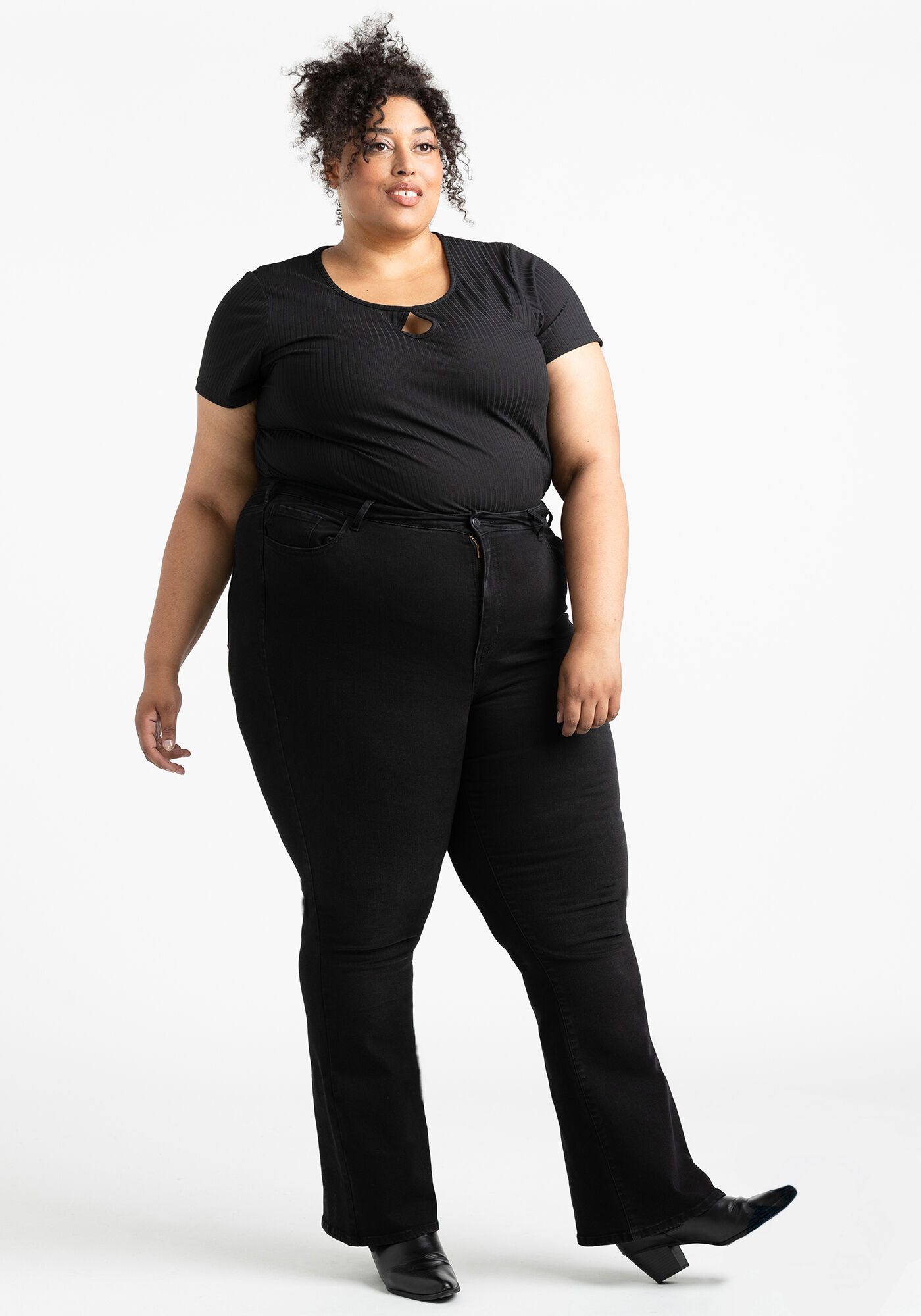 ★★ ★★ Women's High Rise Flare Fit Black Denim Chloe High Rise Flare Jeans for Tall Women | American Tall