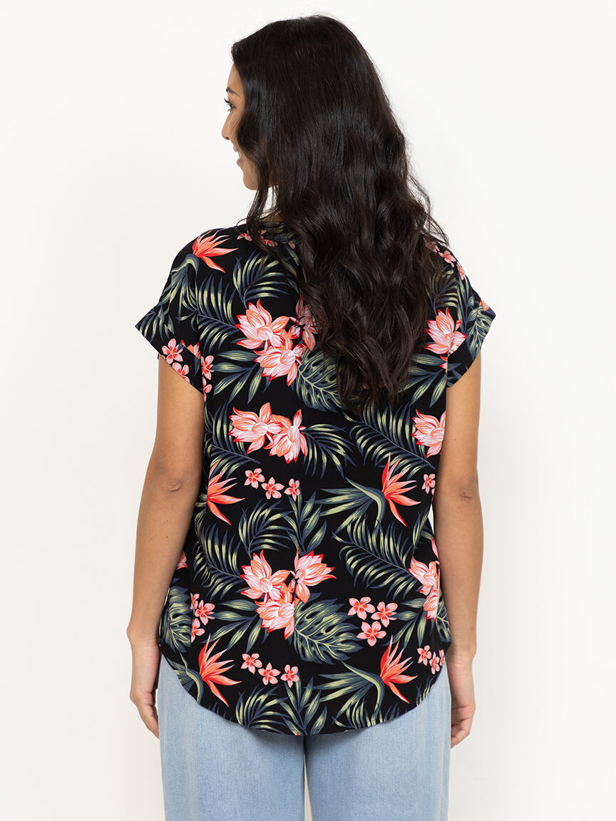Women's Tropical Button Front Top