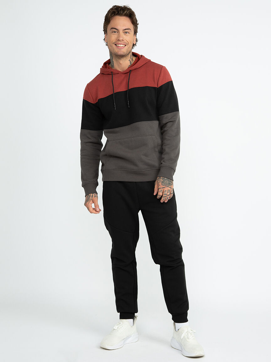 Men s colour block hoodie Warehouse One MAPLE CINNAMON XL