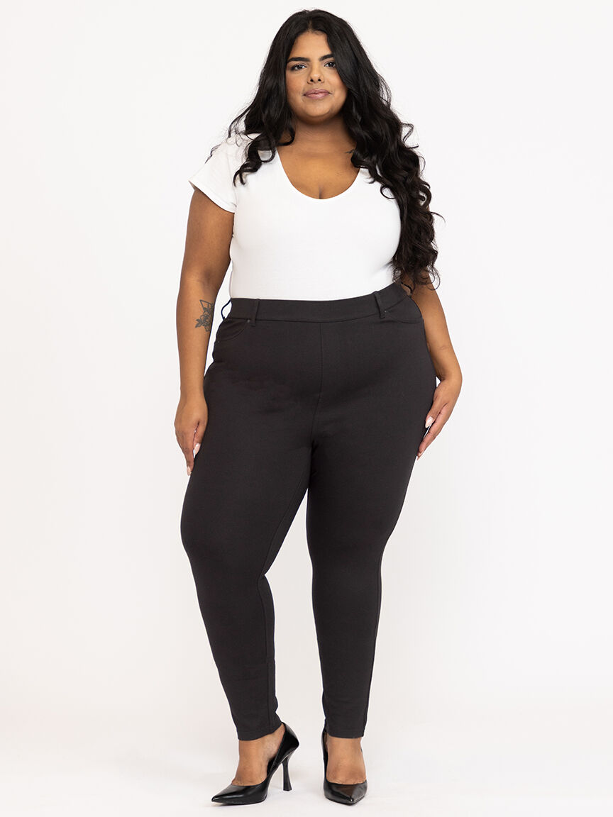 Women's Black 4 Pocket Pull-on Ponte Skinny Pant