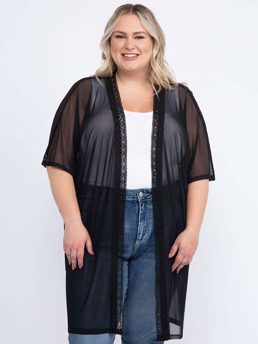 Mesh cardigan plus size store