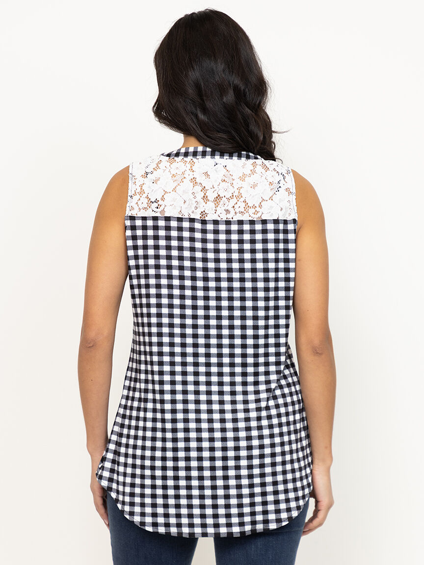 Women's Sleeveless Gingham Shirt