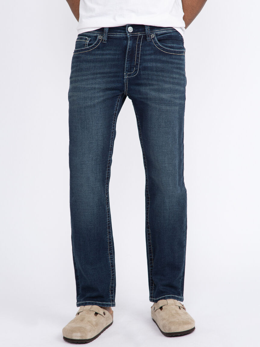 Men's Comfort Denim Slim Straight Jeans Warehouse One