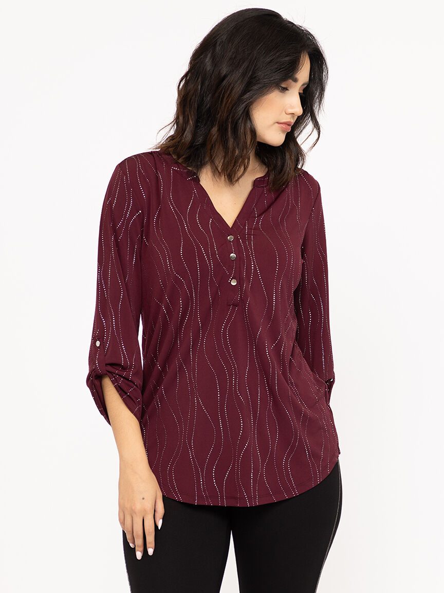 Women's Metallic Swirl Blouse