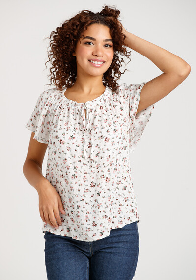 Women's Ditsy Floral Peasant Top Image 2