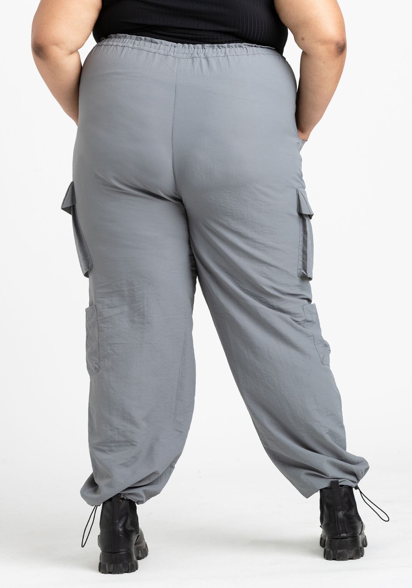 【mahagrid】25SS★ NYLON CARGO PARACHUTE PANT Skpblutn Women's Parachute Pants With 4 Pockets High Rise