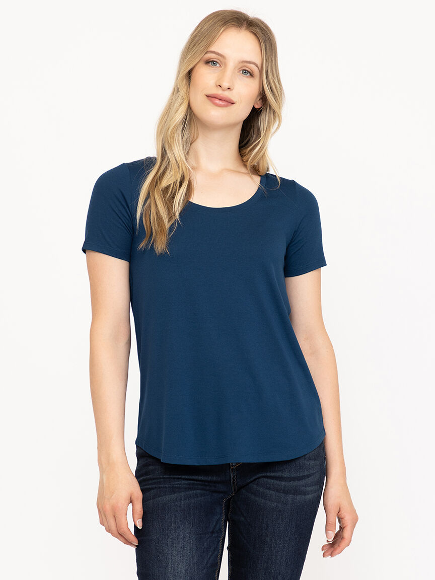 Women's Scoop Neck Drapey Tee, SANGRIA