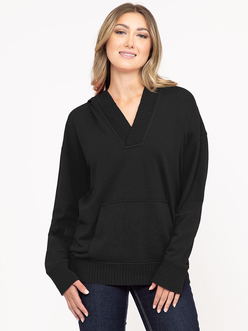 Women's V Neck Pop Hoodie