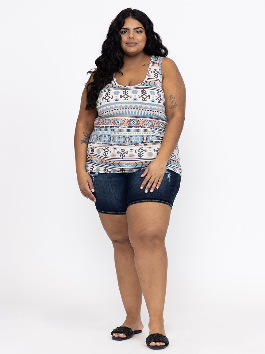 Women's Geometric Side Ruched Tank