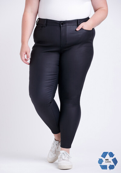 Women's Plus Size Black Coated Skinny Jeans Image 1