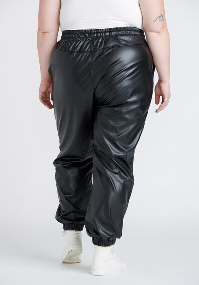 Women's Plus Size High Rise Faux Leather Jogger Image 2