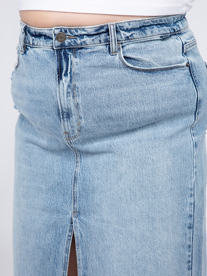 Women's Plus High Rise Midi Skirt with Front Slit Women's Plus High Rise Midi Skirt with Front Slit Image 5