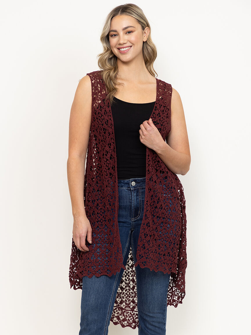Women's Long Crochet Vest