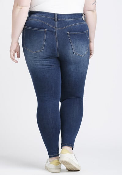 Women's Plus 2 Button High Rise Destroyed Skinny Jeans Image 2