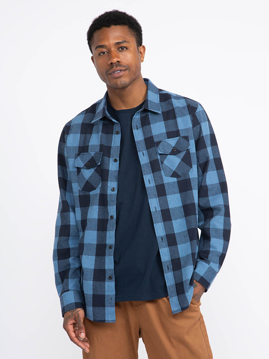 M / used wash flannel check shirts Lサイズ Men's Plaid Flannel Shirt Warehouse One