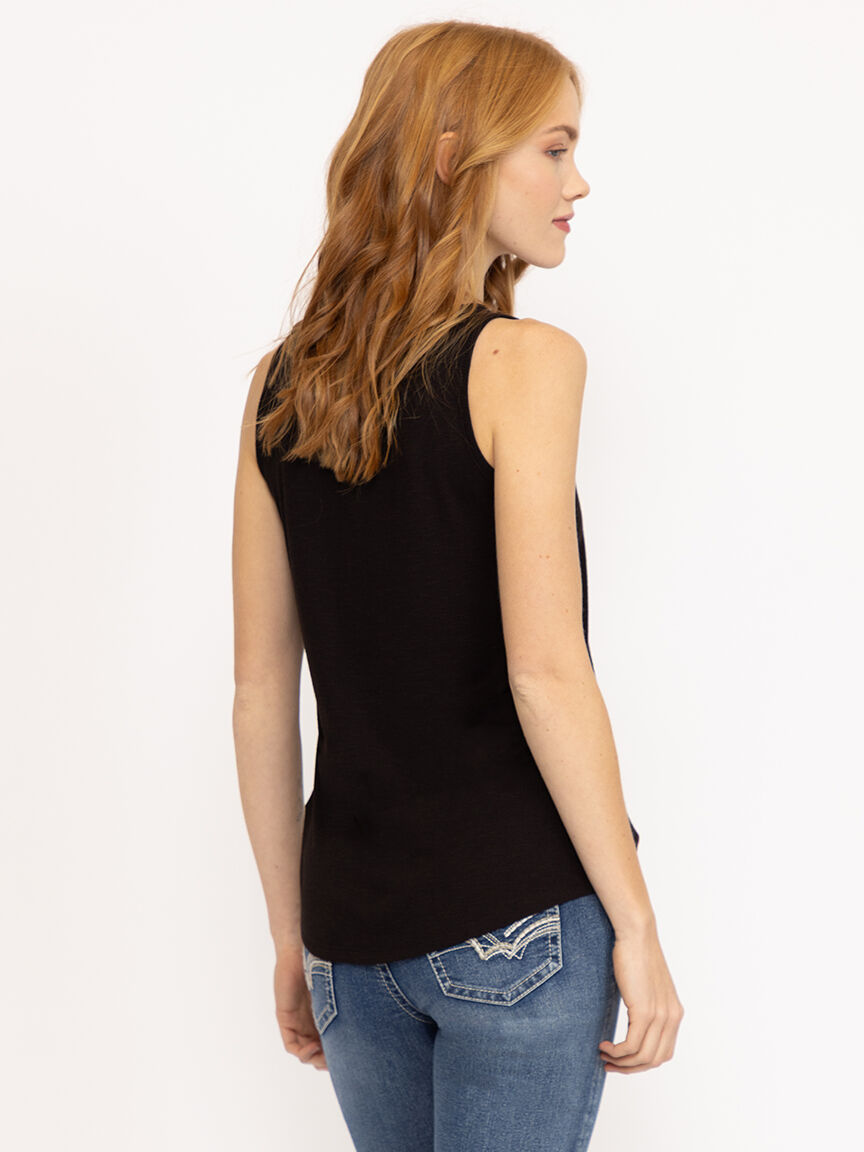 Women's Ribbed Henley Tank