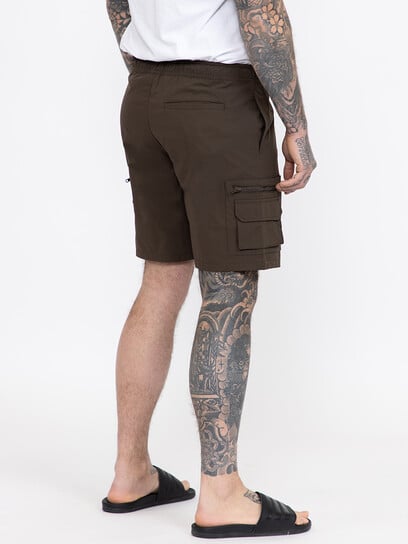 Brown Nylon Cargo E-Waist Short Brown Nylon Cargo E-Waist Short
