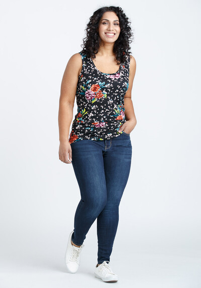 Women's Floral Side Ruched Tank Image 3