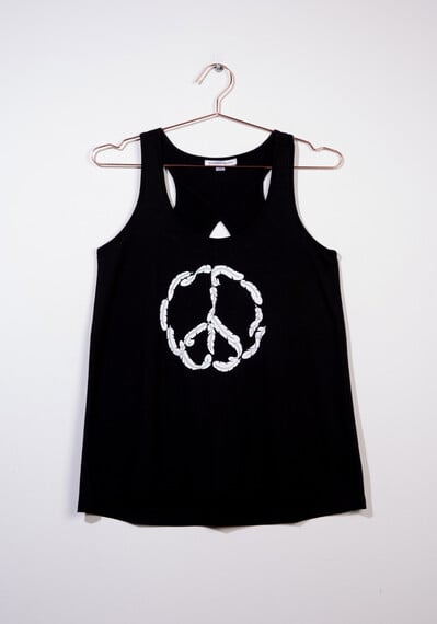 Women's Feather Peace Sign Keyhole Tank Image 4