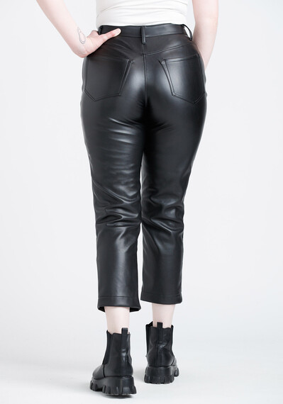 Women's High Rise Faux Leather Straight Crop Pant Image 3