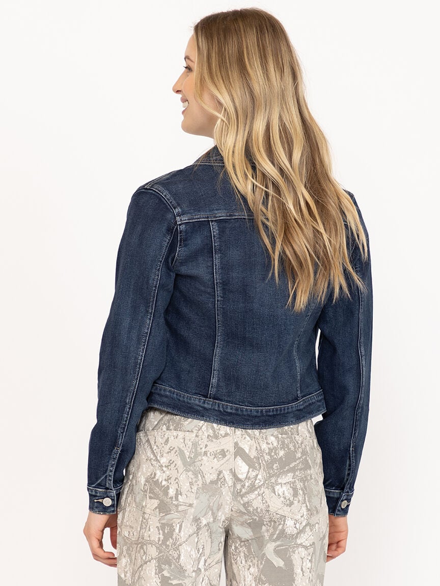 Women's Dark Wash Cropped Denim Jacket