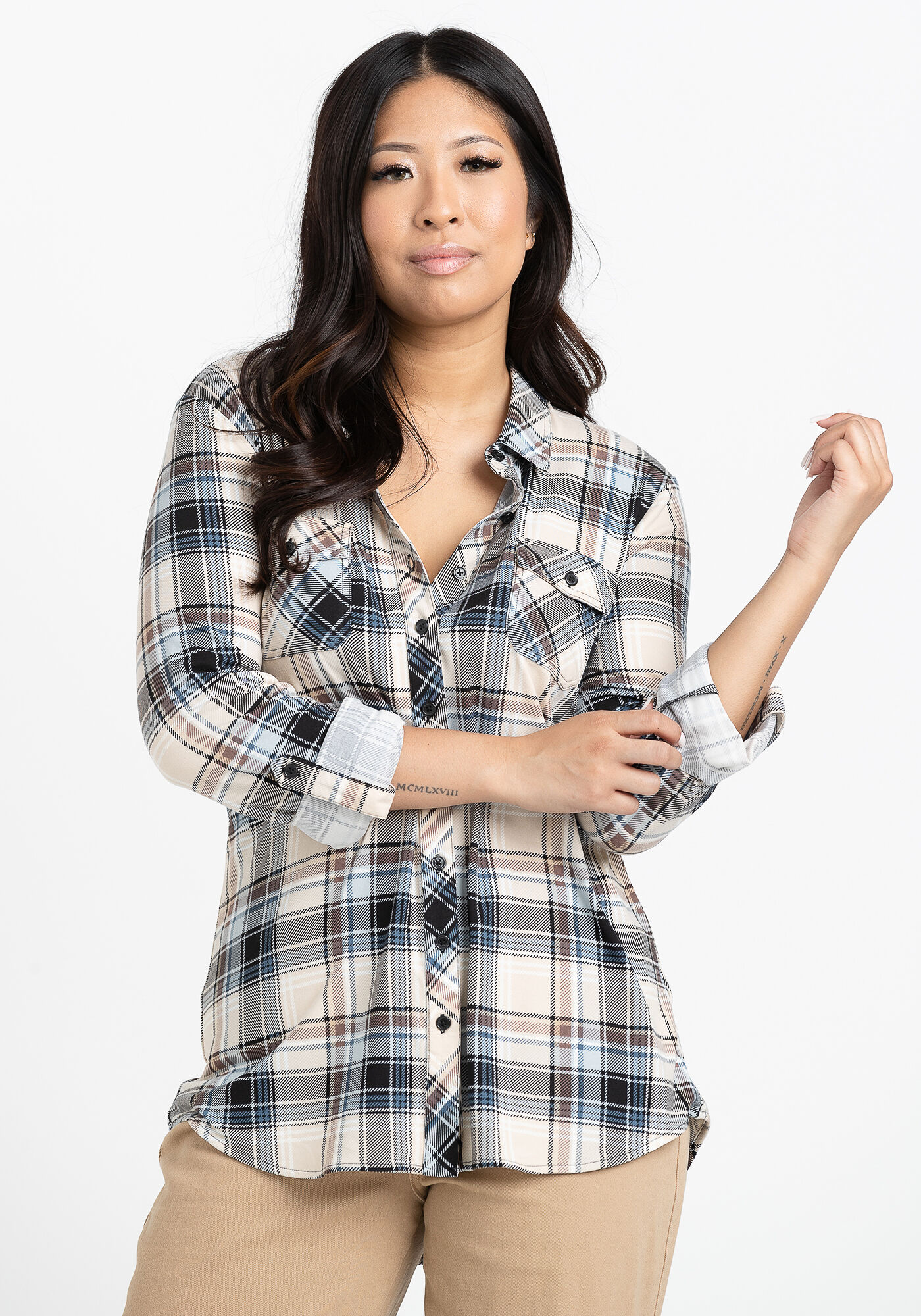 Women s knit Plaid Shirt