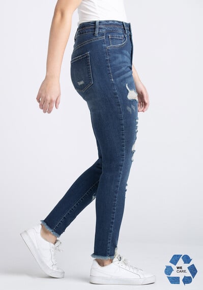 Women's High Rise 2 Button Destroyed Ankle Skinny Image 3
