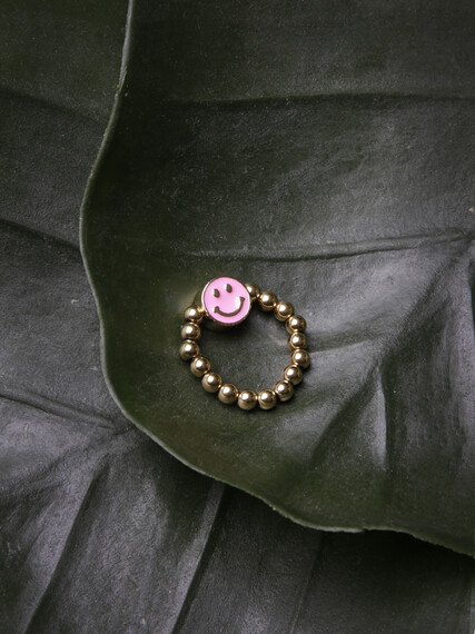 Women's Happy Face Beaded Ring Image 2