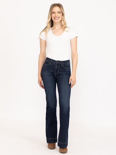 Women's Bespoke High Rise Dark Wash Trouser Jean Women's Bespoke High Rise Dark Wash Trouser Jean