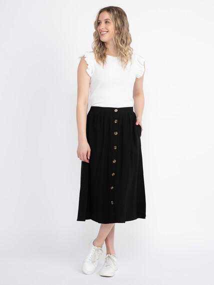 Women's Button Front Midi Skirt Image 1