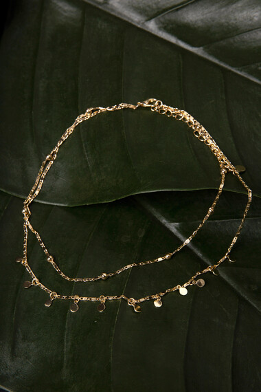 Women's Mini Disc Double Chain Necklace Image 3