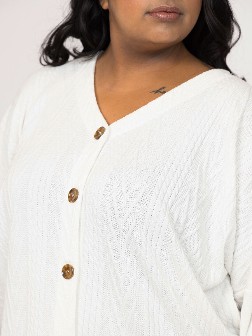 Women's Cable Button Front Top