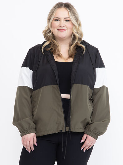 Women's Colourblock Windbreaker, OLIVE NIGHT Women's Colourblock Windbreaker, OLIVE NIGHT
